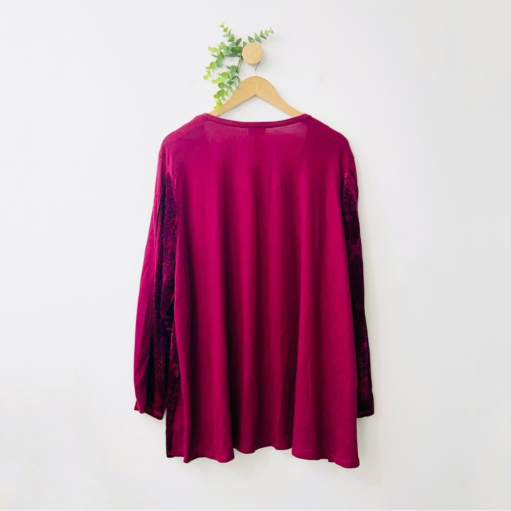 Avenue NWT Burgundy Red Velvet Long Sleeve Fairy Goth Witch Top - Picture 8 of 9